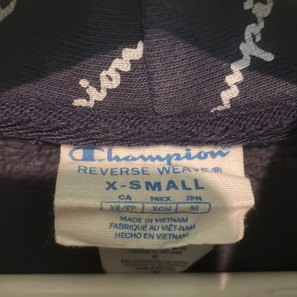 Champion - Women’s Weave Logo Allover Print Navy Hoodie - Picture 3 of 5